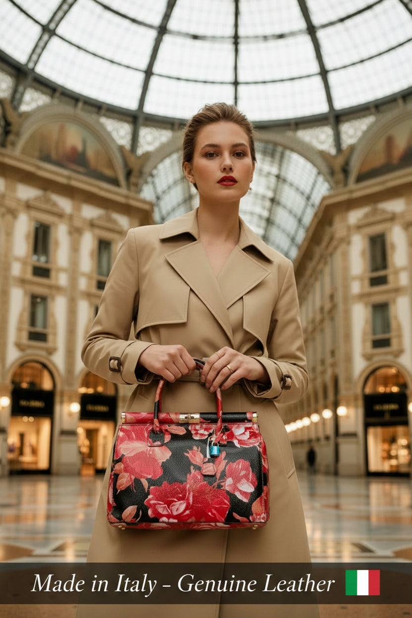 MAHENA "Opera" - Edizione Limitata in Pelle Martellata Floreale – Made in Italy