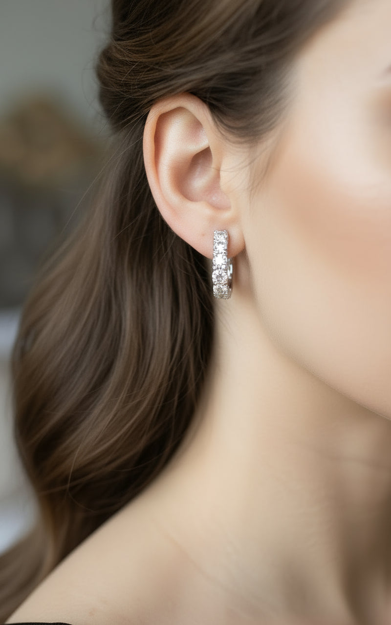 Orecchini da donna in argento sterling con diamante singolo di moissanite 3 carati MODELLO CHARLIE