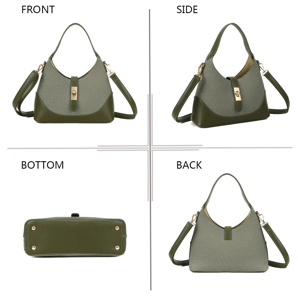 Borsa a Spalla e Tracolla in Tela e Ecopelle modello Patricia piccole dimensioni