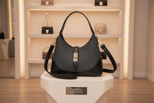 Borsa a Spalla e Tracolla in Tela e Ecopelle modello Patricia piccole dimensioni