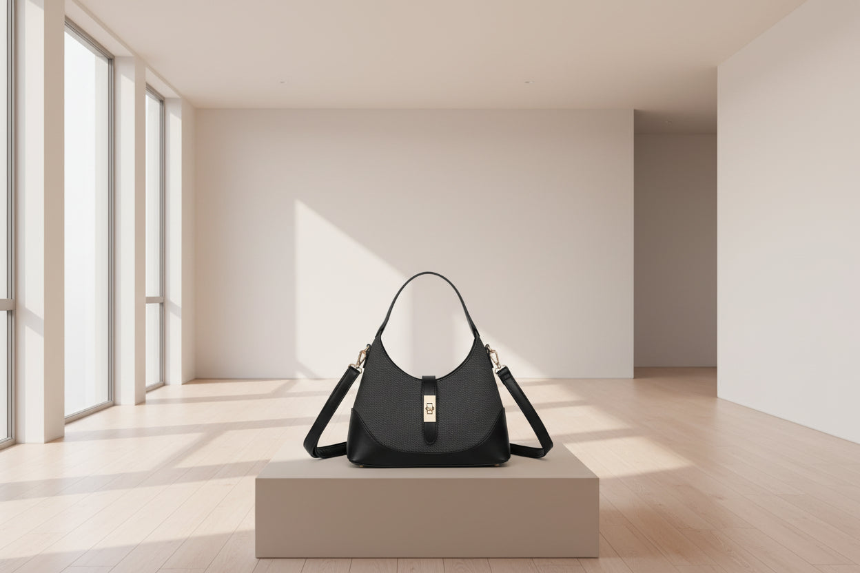 Borsa a Spalla e Tracolla in Tela e Ecopelle modello Patricia piccole dimensioni