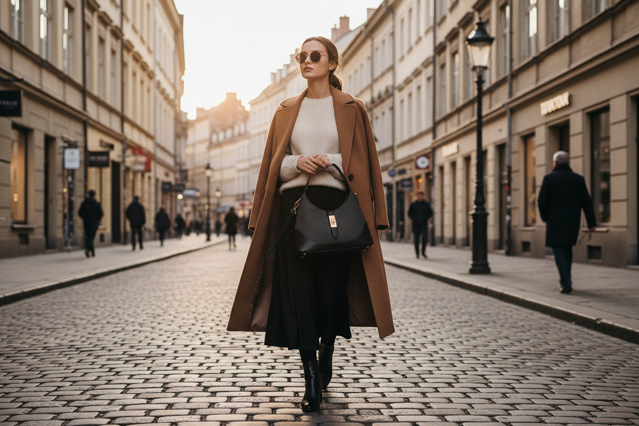 Borsa a Spalla e Tracolla in Tela e Ecopelle modello Patricia piccole dimensioni