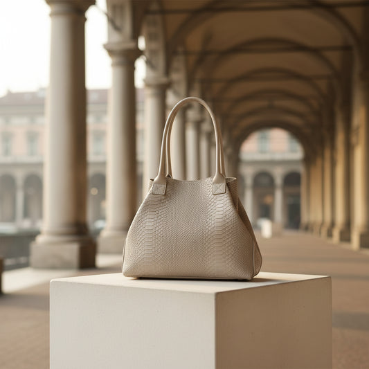 Tote Bag "Venere" MAHENA Effetto Pitone beige – 100% Vera Pelle