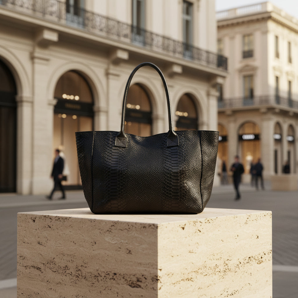 Tote Bag "Venere" MAHENA Effetto Pitone NERO – 100% Vera Pelle
